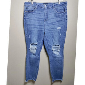 Judy Blue High Rise Knee Destroyed Denim Skinny Jeans Size 18W
